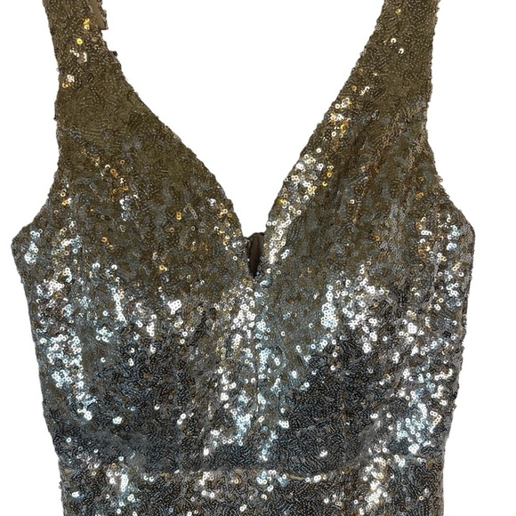 Crystal Doll Gold Sequin Embellished Maxi‎ Gown Size Small - Picture 3 of 9